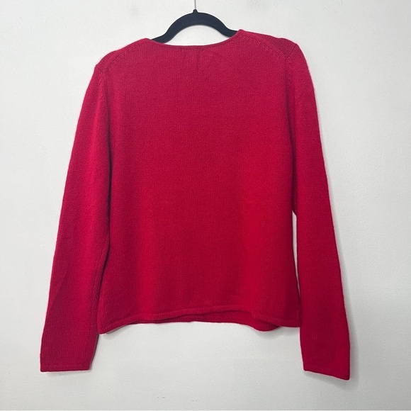 Alfani 100% Cashmere V-neck Chunky Knit Long Sleeve Sweater Women's Large Red - Picture 3 of 7